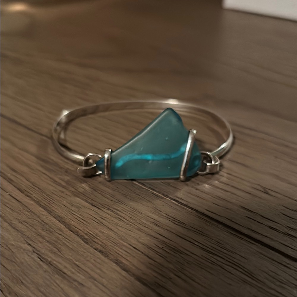 Silver Bracelet with Blue Stone